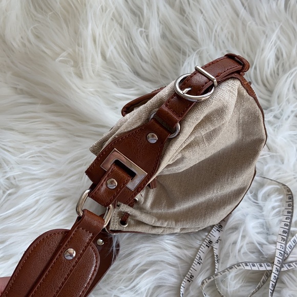 Vgt Y2K Brown & Cream Linen Baguette Shoulder Bag - Picture 16 of 16